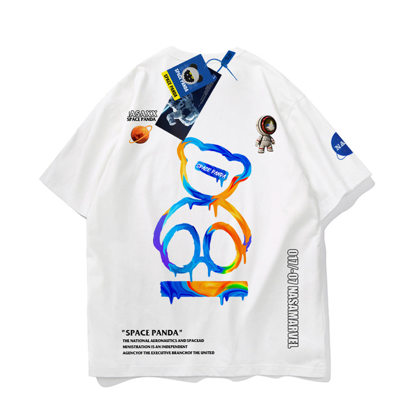 太空熊猫联名nasa渐变短袖男潮t恤 太空熊猫T恤