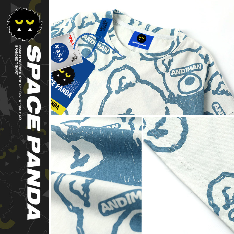 nasa xx联名短袖男夏季潮牌t恤 太空熊猫T恤