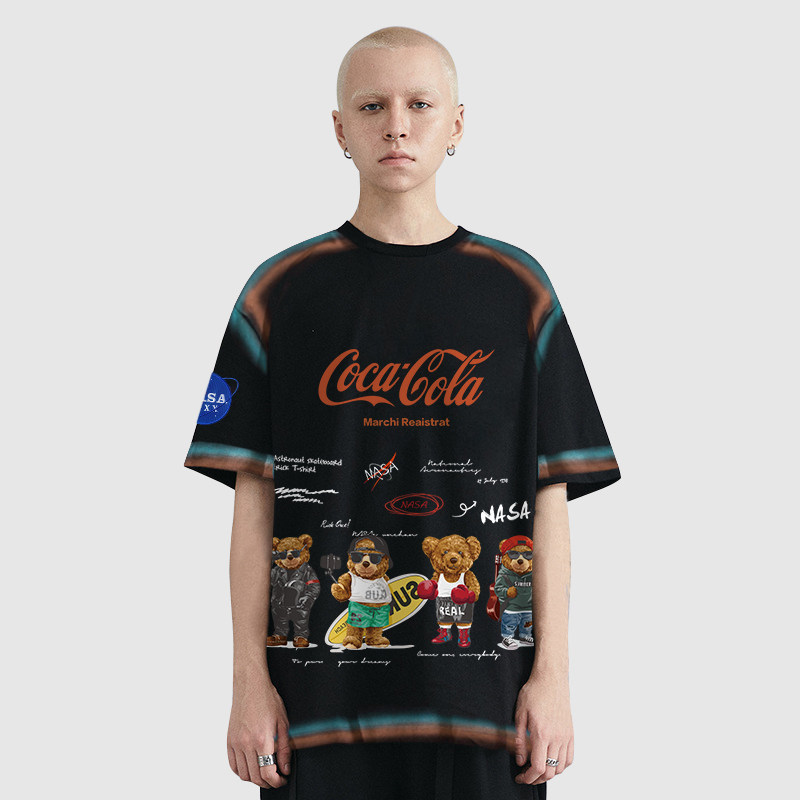 小熊联名nasa xxt恤卡通宇航员t恤 太空熊猫T恤