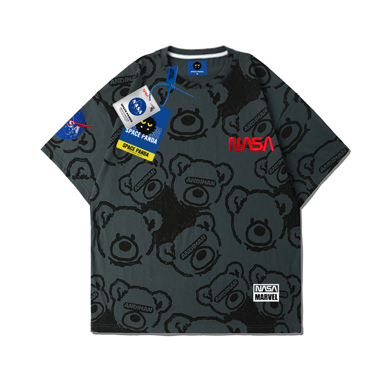 nasa xx联名短袖男夏季潮牌t恤 太空熊猫T恤