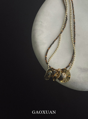 复古美拉德雅丹风虎眼石串珠项链度假民族风感秋冬时尚毛衣链