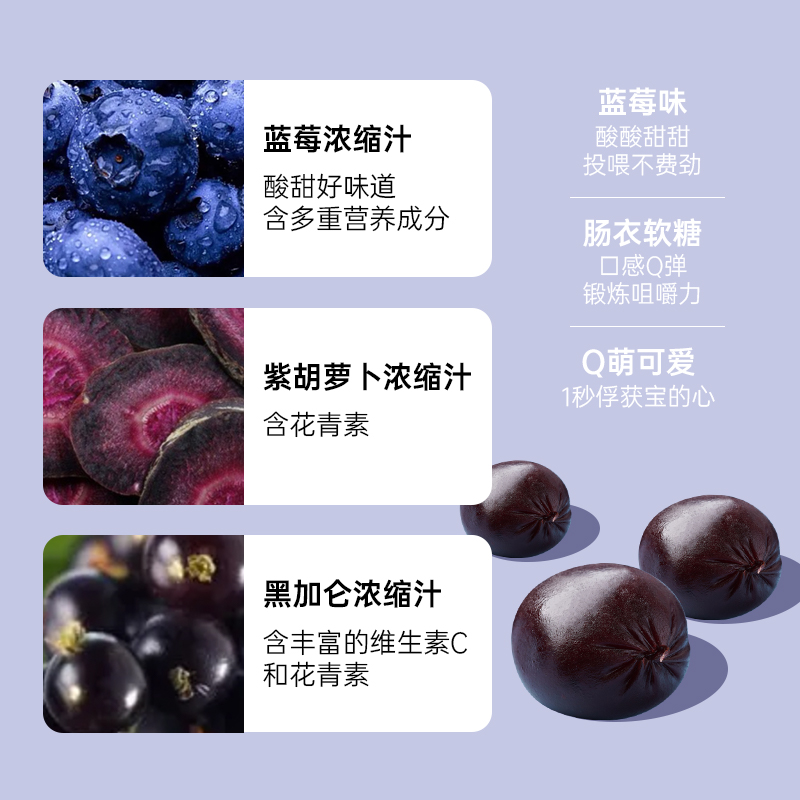 天猫超市小澳特力叶黄素酯软糖儿童蓝莓护眼营养品 4g*8粒/袋0