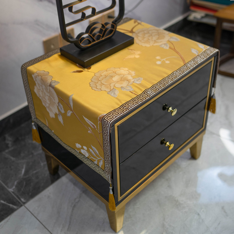 轻奢金色床头柜盖布垫布斗柜桌布蓝中式玄关柜盖巾冰箱空调防尘罩,淘宝优惠券,粉丝福利购,淘宝优惠卷