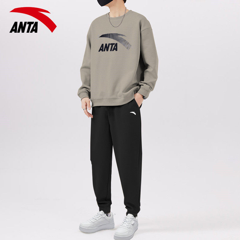 安踏运动套装男卫衣卫裤休闲装秋冬加绒正品舒适训练健身跑步服男,淘宝优惠券,粉丝福利购,淘宝优惠卷