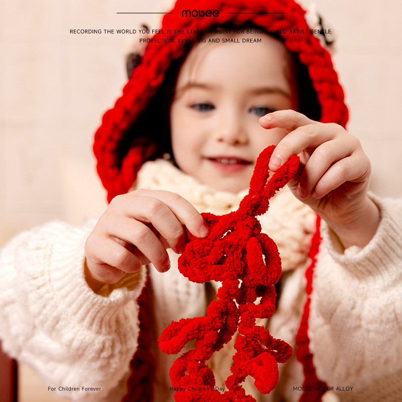 mobee儿童手工编织diy材料包毛线钩针织自制帽子围巾女孩新年礼物,淘宝优惠券,粉丝福利购,淘宝优惠卷