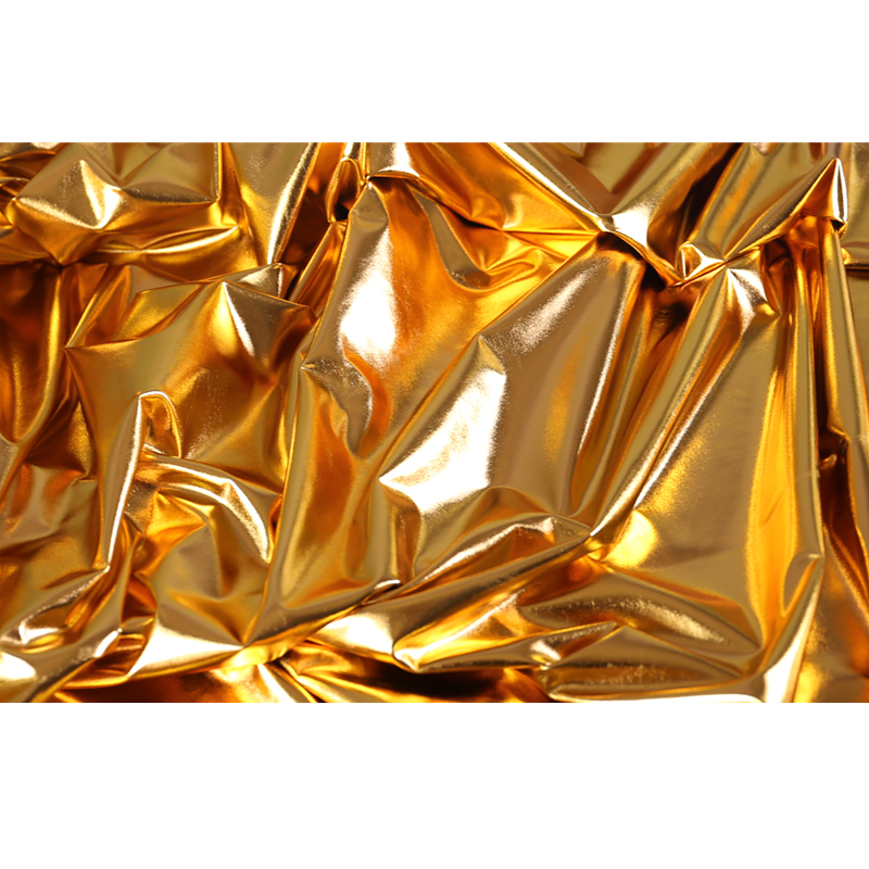 新款金银烫金布料氨纶满版四面弹力亮面舞台演出服装婚庆装饰面料 - 图3