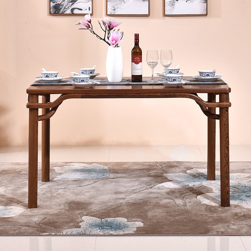 鸡翅木新中式餐桌椅现代简约长方形实木饭桌子红木歺桌家用小户型