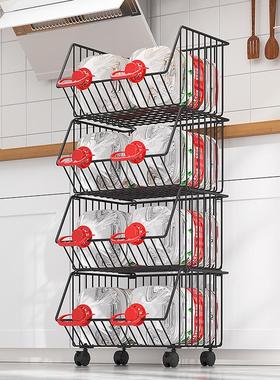厨房置物架落地多层可移动家用小推车放蔬菜篮子菜筐玩具收纳神器