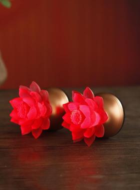 充电莲花灯红色供灯深红供佛灯纯铜佛前财神灯琉璃佛灯长明灯包邮