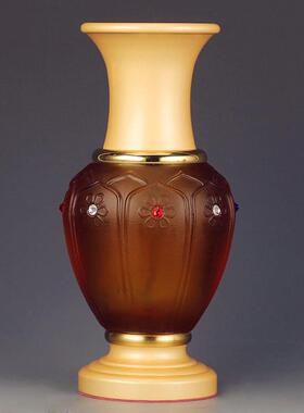 台湾琉璃纯铜佛具供佛用品套装财神供具关公家用供水杯香炉供佛灯