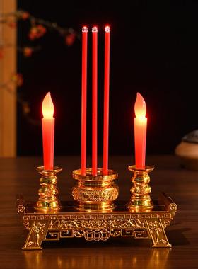 LED电子蜡烛家用无烟无味香烛佛供灯香炉供奉礼佛摇摆长明灯烛台