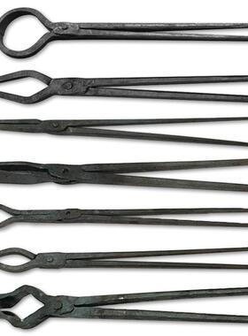 锻打铁钳打铁夹钳尖嘴铝锭圆口扁咀铁钳工业钳火钳铁匠工具可定做