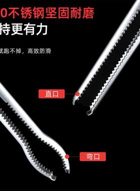 围炉煮茶不锈钢火钳食品夹子厨房防烫煎牛排夹菜烧烤夹烤肉木碳夹