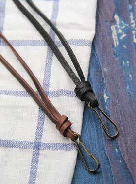 买二送一 复古文艺牛皮绳可调节长短项链挂绳毛衣链 龙虾扣挂钩