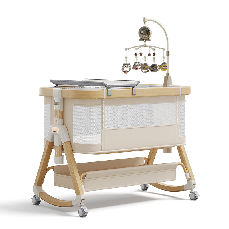 婴儿床可移动便携式摇篮床可折叠新生儿拼接大床多功能尿布台bb床