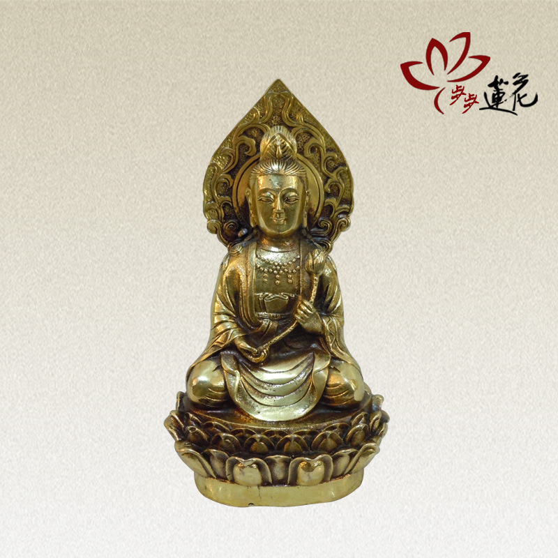 抖音新款步步纯铜四圣佛摆件莲花 傲彩摆件