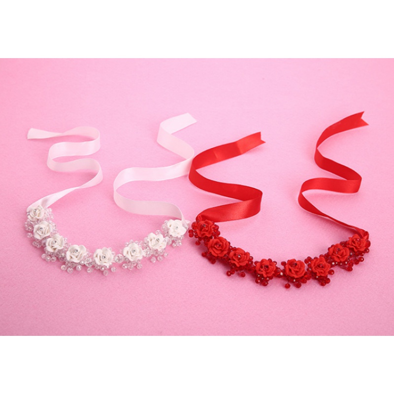 抖音新款新娘手工白色水晶软陶头花 傲彩发饰