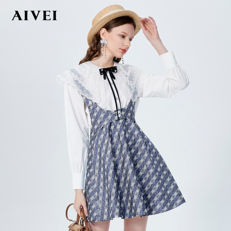 AIVEI欣贺艾薇2022秋季新高腰显瘦吊带印花伞裙连衣裙P016S002,淘宝优惠券,粉丝福利购,淘宝优惠卷