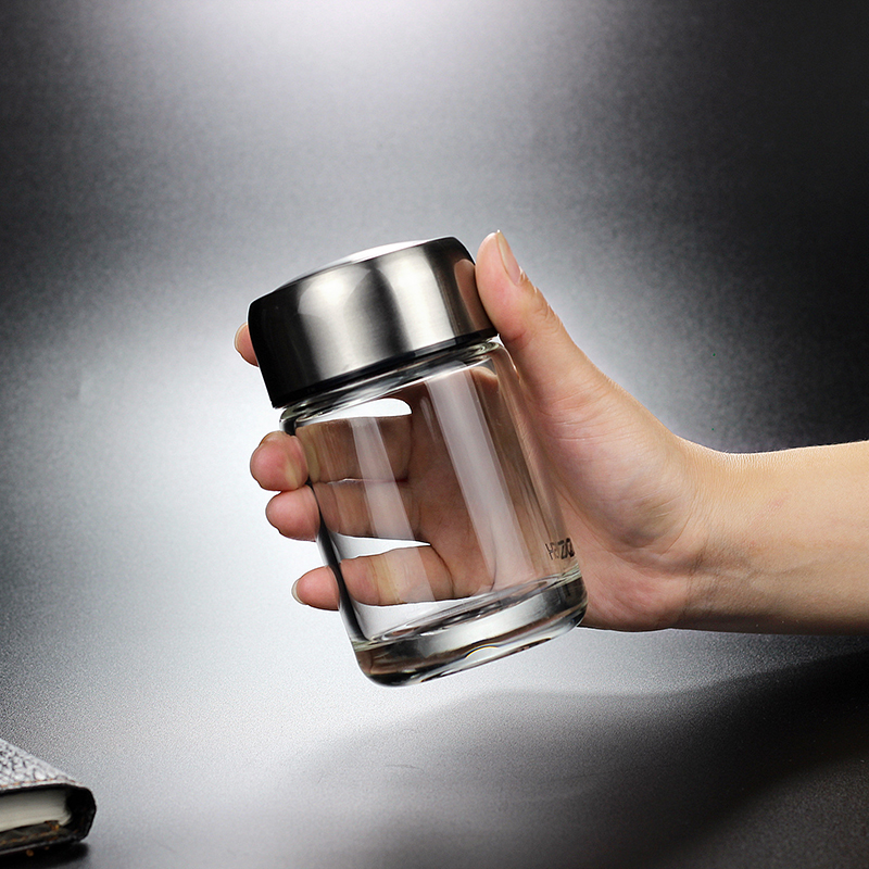 单层耐热透明玻璃杯小容量便携水杯加厚带盖泡茶家用喝水车载办公