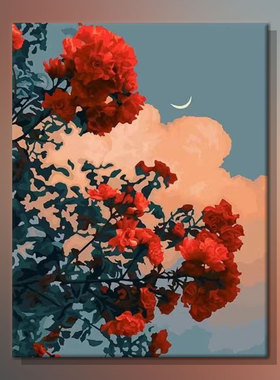 diy数字油画送闺蜜玫瑰郁金香画