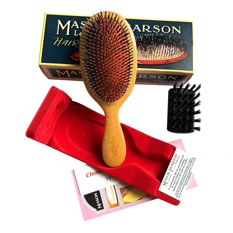 英国Mason Pearson大号实木BN1W半猪鬃气垫按摩减少脱发造型梳子 - 图3