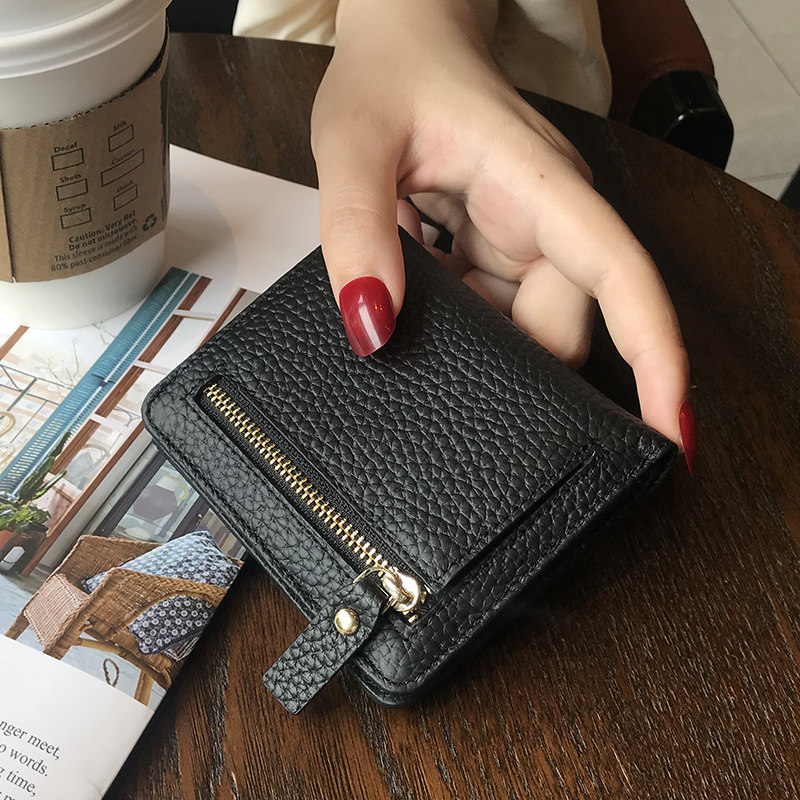 女短款小巧韩版折叠精致真皮钱包 欧芭拉冠杏钱包