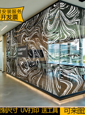 大理石纹白色玻璃贴纸可定制logo