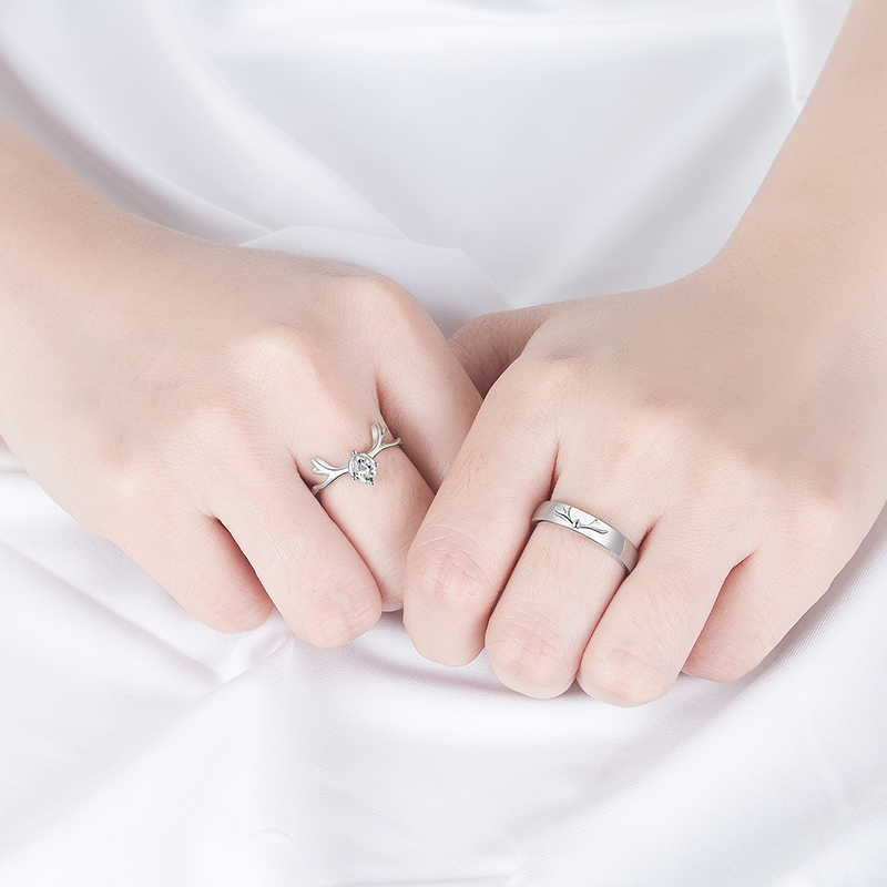 925纯银一对求婚开口男女情侣戒指 恒林饰品戒指/指环