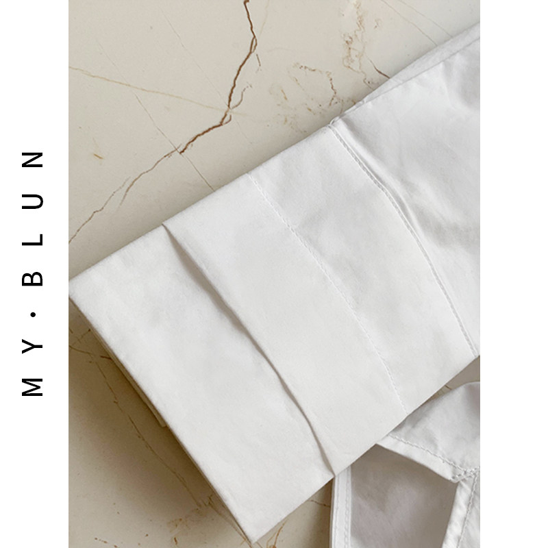 高品质女设计感小众秋装新款白衬衫 myblun衬衫