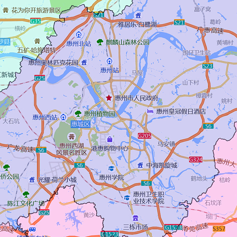 惠州市地图可订制新款广东省电子版JPG格式1.1米高清图片素材