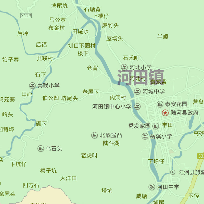 陆河县地图批零90cm现货行政交通区域划分广东省汕尾市新款贴图