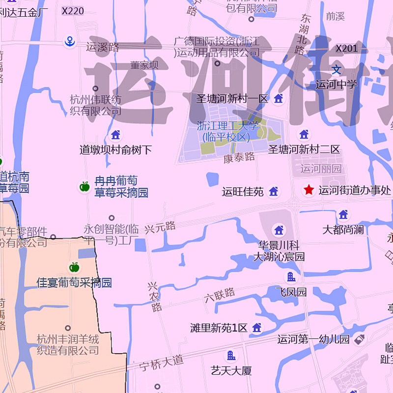 临平区地图90cm现货浙江省杭州市区域颜色划分图片交通行政贴图