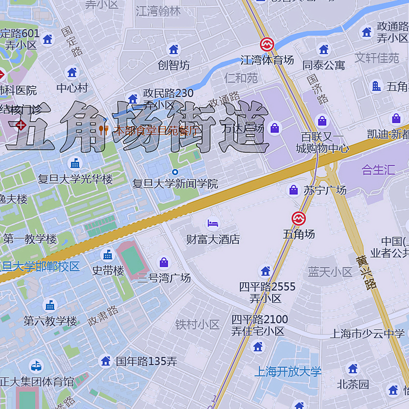 杨浦区地图批零90cm上海市新款防水墙贴画行政交通区域划分现货 - 图1