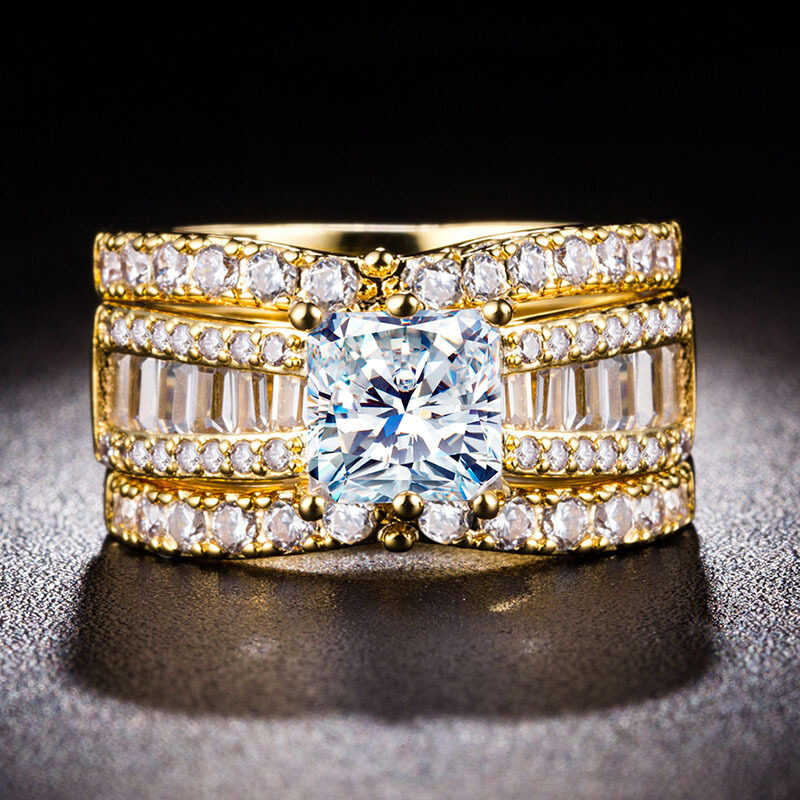 情侣镶钻925银18k金组合套戒指 玄翠峰戒指/指环