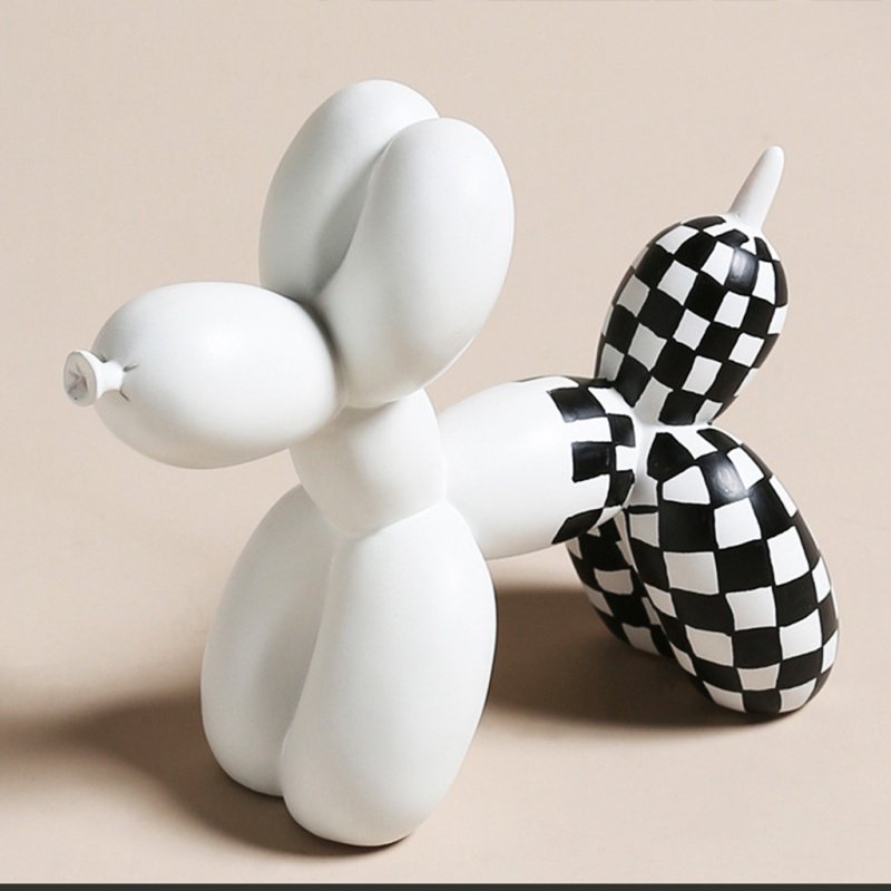抖音新款笑莱气球狗格子家居小摆设 玄翠峰摆件