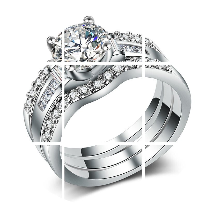 925银18k金组合锆石戒指 玄翠峰戒指/指环