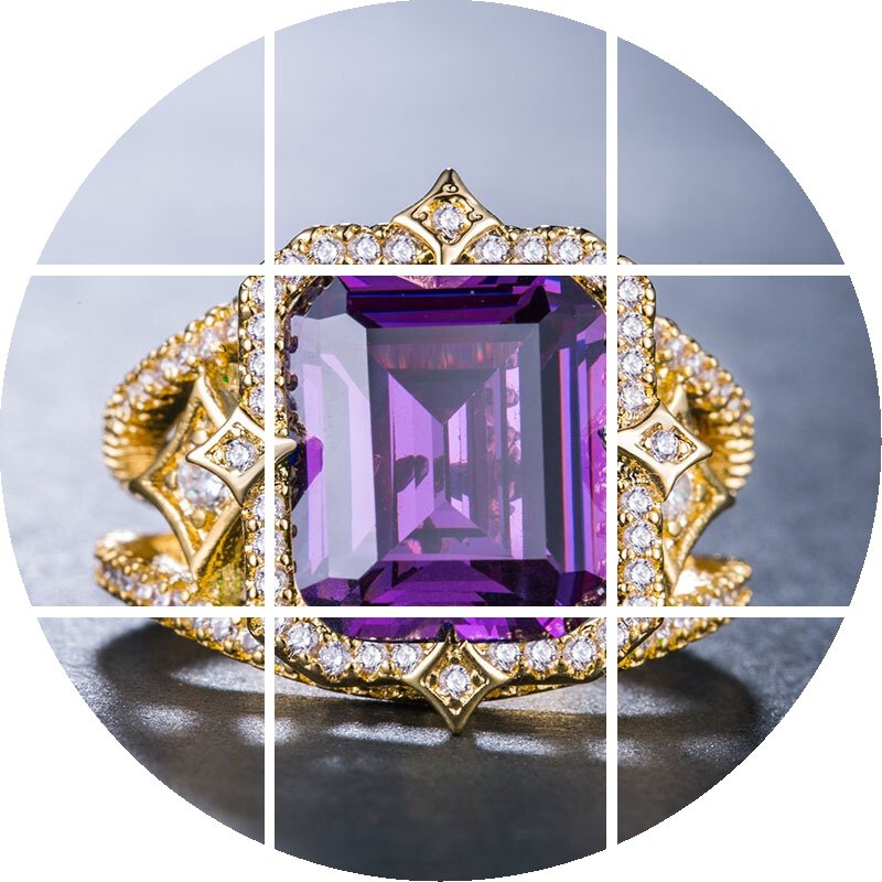 镀18k金方形锆石女士礼物戒指 玄翠峰戒指/指环