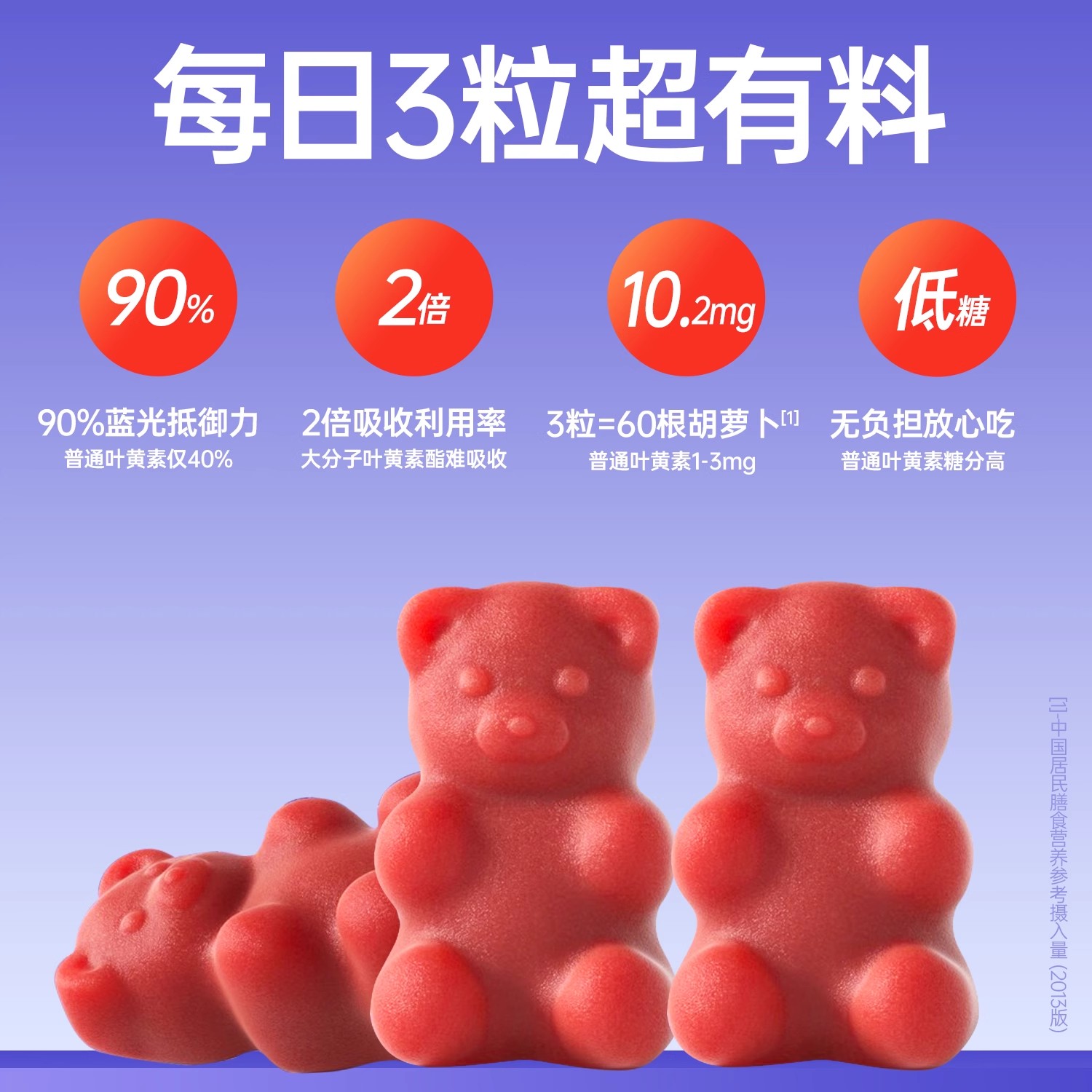 红桃K宝宝乐叶黄素酯果胶软糖1盒儿童成人叶黄素软糖蓝莓果胶软糖