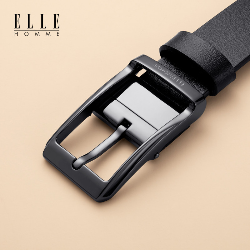 正品elle男士真皮防过敏平滑扣皮带 ellehomme千乐禧腰带/皮带/腰链