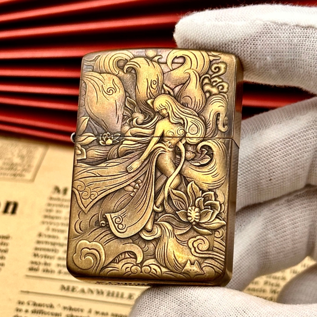 Quercia新款910原铜浮雕款煤油打火机复刻Zippo1941军机机型-图1