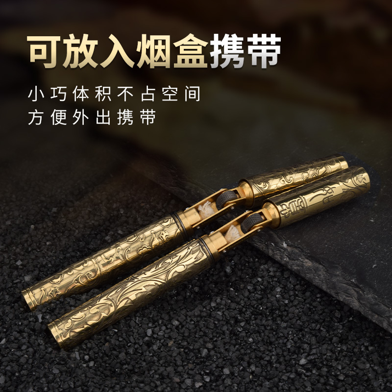 Quercia盘龙棍煤油打火机环绕黄铜雕刻双节棍圆柱机创意个性礼品-图0