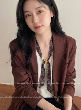 白色腰果花丝巾项链女串珠毛衣链