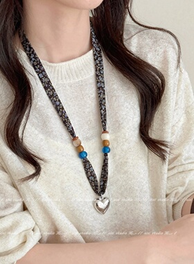 文艺酒红腰果花海星丝巾项链度假