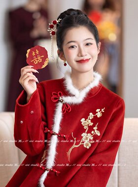 喜庆大气氛围感红色发簪发夹