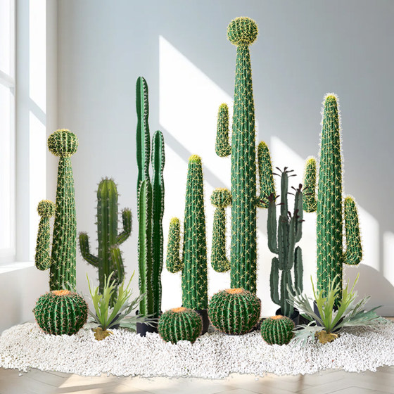 Simulated green plant cactus indoor landscaping combination large-scale high-end bionic tropical plant floor-standing potted plant