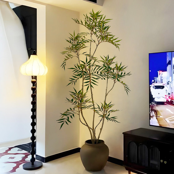 The top ten contributions of simulated green plants, indoor living room TV cabinet, antique style large floor-standing bionic plant potted fake tree