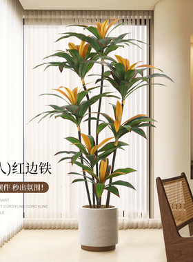 假绿植红铁树室内大型落地盆栽摆件装饰仿真树高品质仿生绿色植物