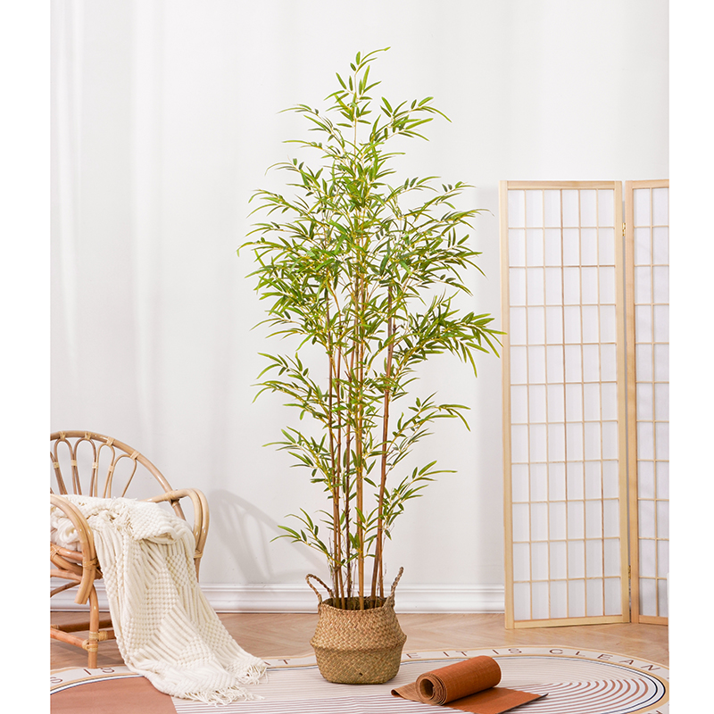 仿真竹子客厅装饰新中式禅意绿植落地盆栽摆件大型植物盆景假竹子