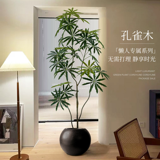 Fake green plant peacock wood high-end light luxury indoor living room large floor-standing ornaments decorative tree high-quality bionic plants