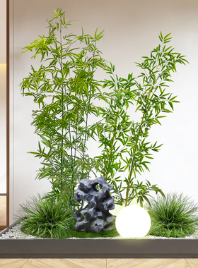 仿真绿植新中式竹子造景景观组合高级感仿生植物禅意落地盆栽隔断
